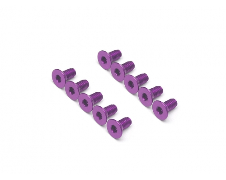 Aluminum 7075 M3x6 Hex Socket Flat HeadScrews Bolts (10) Purple Aluminum 7075 M3x6 Hex Socket Flat HeadScrews Bolts (10) Purple