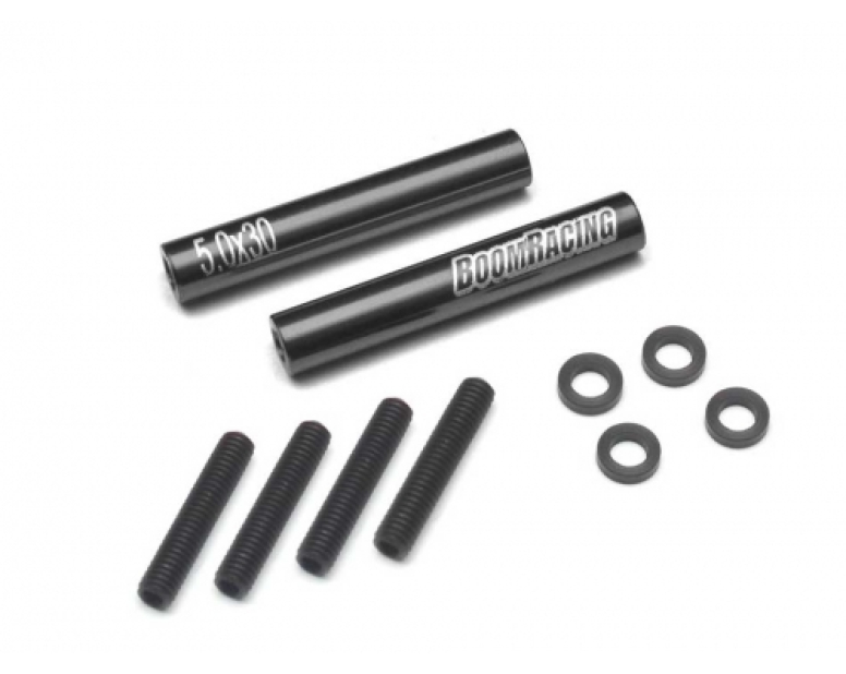 Threaded Aluminum Link Pipe Rod 5x30mm (2) w/ Set Screws & Delrin Spacers Black Threaded Aluminum Link Pipe Rod 5x30mm (2) w/ Set Screws & Delrin Spacers Black