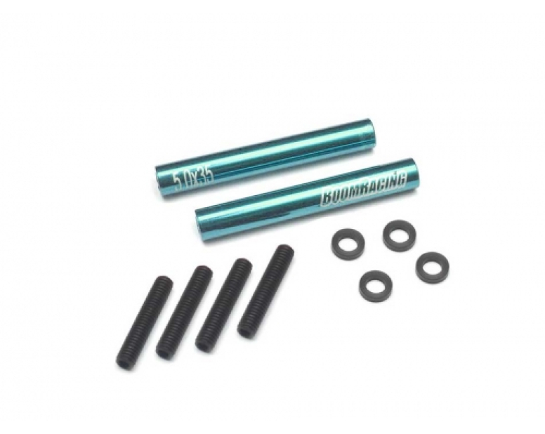 Threaded Aluminum Link Pipe Rod 5x35mm (2) w/ Set Screws & Delrin Spacers Blue Threaded Aluminum Link Pipe Rod 5x35mm (2) w/ Set Screws & Delrin Spacers Blue