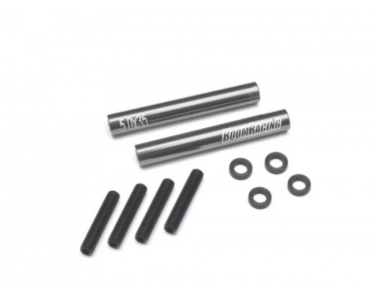 Threaded Aluminum Link Pipe Rod 5x35mm (2) w/ Set Screws & Delrin Spacers Gun Metal Threaded Aluminum Link Pipe Rod 5x35mm (2) w/ Set Screws & Delrin Spacers Gun Metal