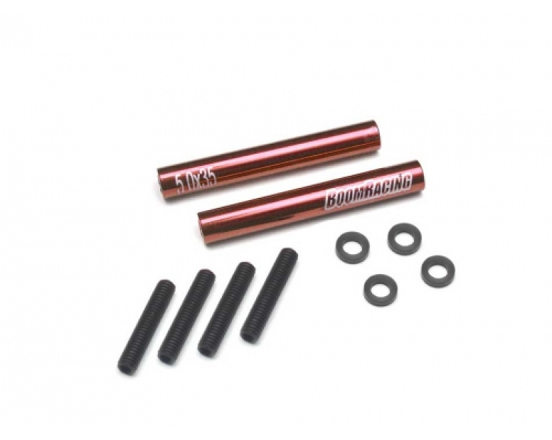 Threaded Aluminum Link Pipe Rod 5x35mm (2) w/ Set Screws & Delrin Spacers Red Threaded Aluminum Link Pipe Rod 5x35mm (2) w/ Set Screws & Delrin Spacers Red