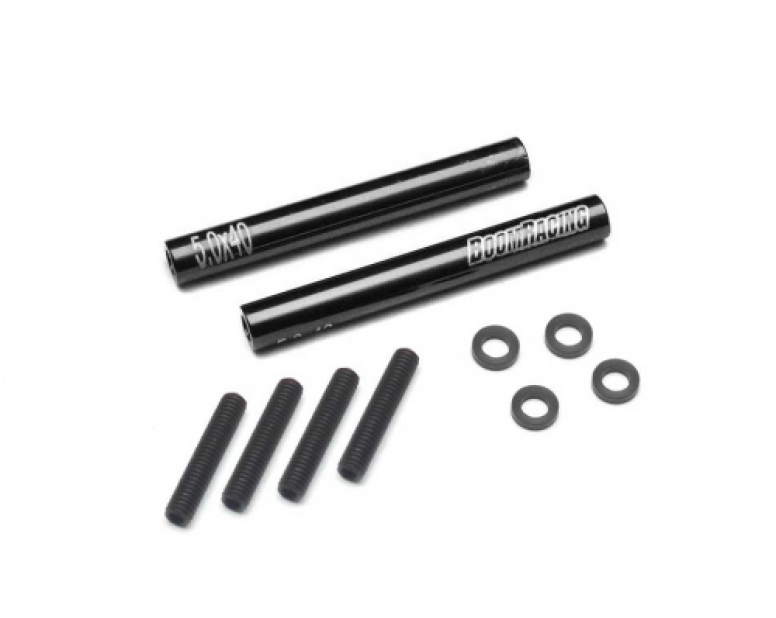 Threaded Aluminum Link Pipe Rod 5x40mm (2) w/ Set Screws & Delrin Spacers Black Threaded Aluminum Link Pipe Rod 5x40mm (2) w/ Set Screws & Delrin Spacers Black