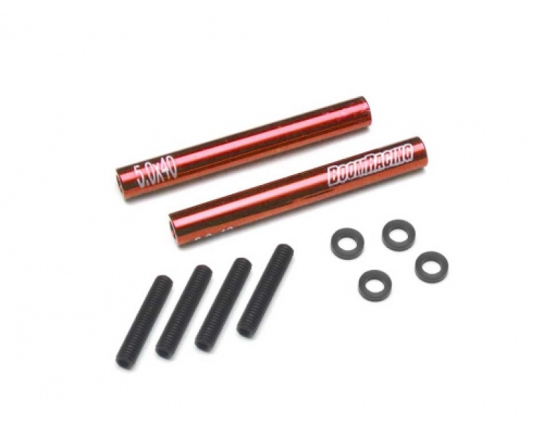 Threaded Aluminum Link Pipe Rod 5x40mm (2) w/ Set Screws & Delrin Spacers Red Threaded Aluminum Link Pipe Rod 5x40mm (2) w/ Set Screws & Delrin Spacers Red