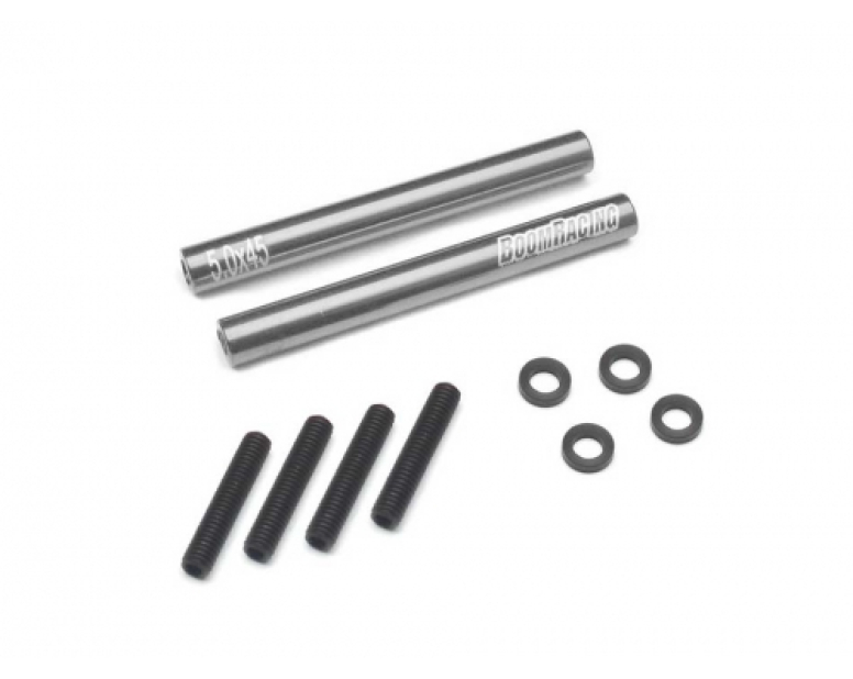 Threaded Aluminum Link Pipe Rod 5x45mm (2) w/ Set Screws & Delrin Spacers Gun Metal Threaded Aluminum Link Pipe Rod 5x45mm (2) w/ Set Screws & Delrin Spacers Gun Metal