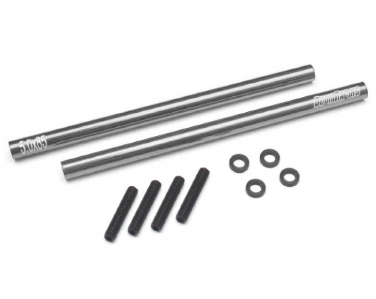 Threaded Aluminum Link Pipe Rod 5x85mm (2) w/ Set Screws & Delrin Spacers Gun Metal