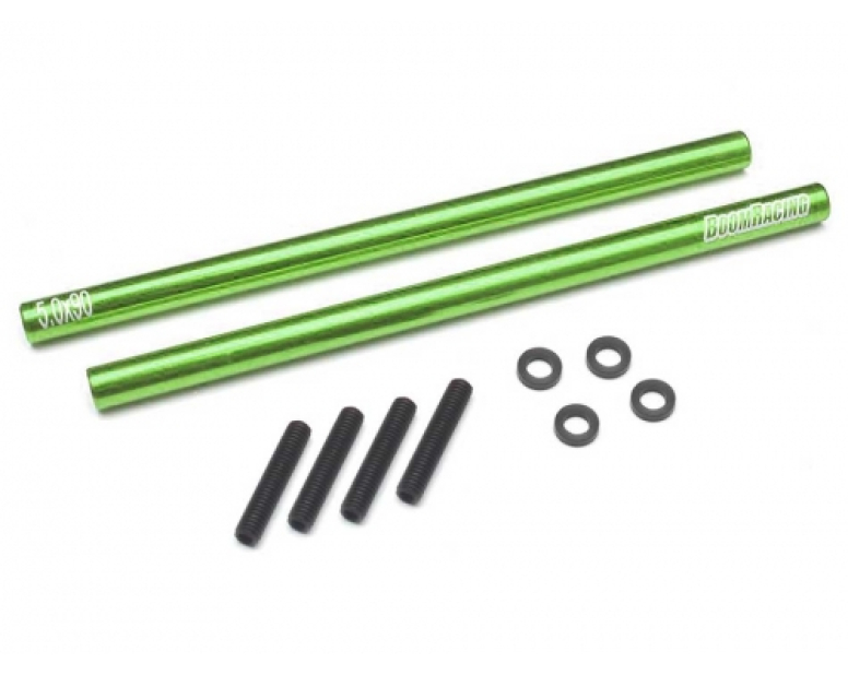 Threaded Aluminum Link Pipe Rod 5x90mm (2) w/ Set Screws & Delrin Spacers Green