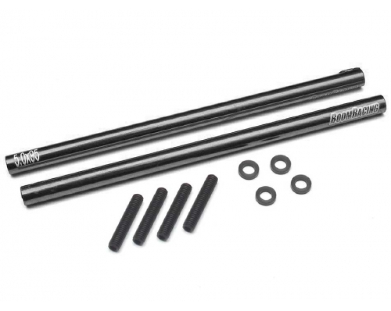 Threaded Aluminum Link Pipe Rod 5x95mm (2) w/ Set Screws & Delrin Spacers Black