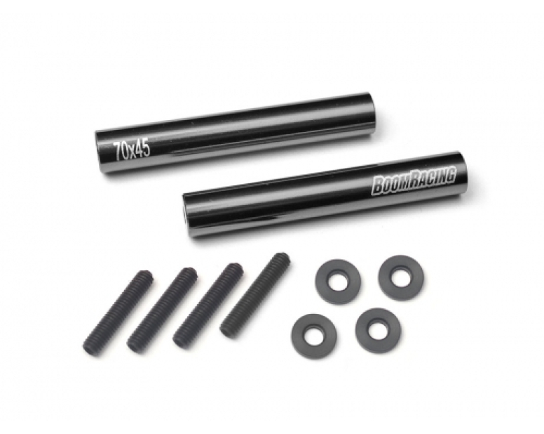 Threaded Aluminum Link Pipe Rod 7x45mm (2) w/ Set Screws & Derlin Spaces Black