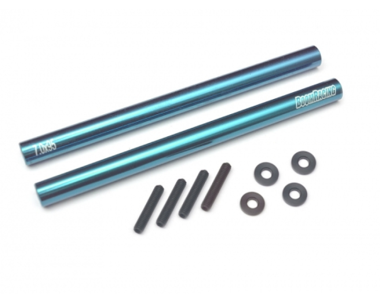 Threaded Aluminum Link Pipe Rod 7x95mm (2) w/ Set Screws & Derlin Spaces Blue Threaded Aluminum Link Pipe Rod 7x95mm (2) w/ Set Screws & Derlin Spaces Blue